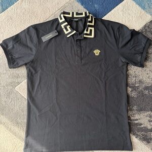 Versace Dark Polo with Gold Details